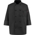 Vf Imagewear Chef Designs 10 Button-Front Chef Coat, Knot Buttons, Black, Spun Polyester, 5XL 0427BKRG5XL
